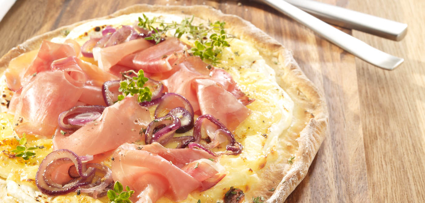 Tarte flambée met Parma ham